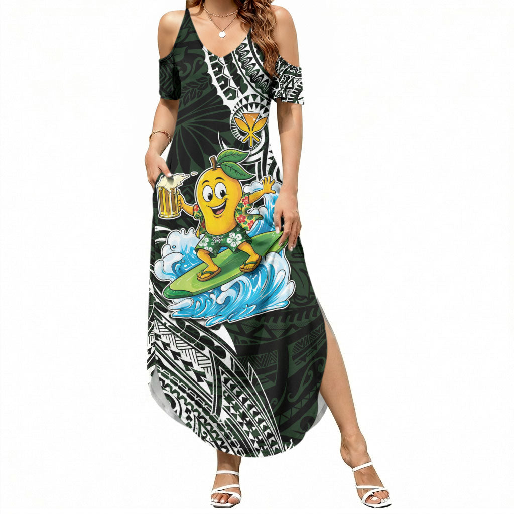 Aloha Hawaii Mango Surfing Summer Maxi Dress Polynesian Style LT05 Women Black - Polynesian Pride