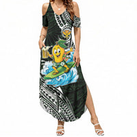 Aloha Hawaii Mango Surfing Summer Maxi Dress Polynesian Style LT05 Women Black - Polynesian Pride