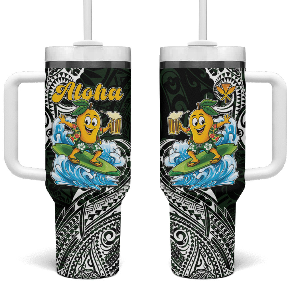 Aloha Hawaii Mango Surfing Tumbler With Handle Polynesian Style LT05 One Size: 40 oz Black - Polynesian Pride
