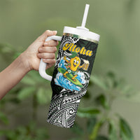 Aloha Hawaii Mango Surfing Tumbler With Handle Polynesian Style LT05 - Polynesian Pride