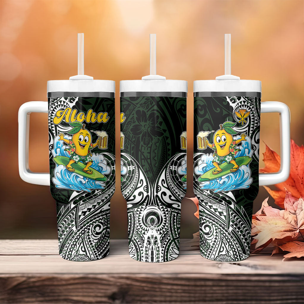 Aloha Hawaii Mango Surfing Tumbler With Handle Polynesian Style LT05 - Polynesian Pride