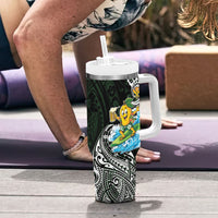Aloha Hawaii Mango Surfing Tumbler With Handle Polynesian Style LT05 - Polynesian Pride