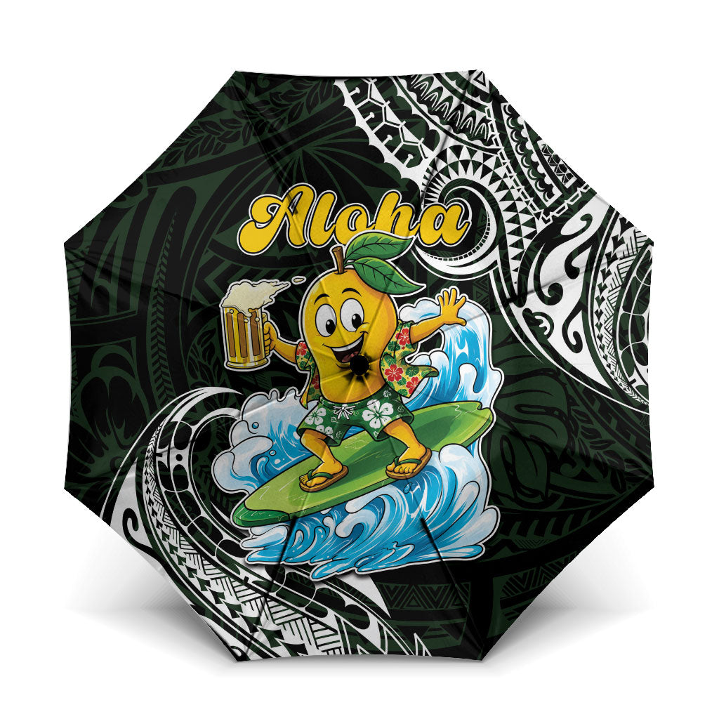 Aloha Hawaii Mango Surfing Umbrella Polynesian Style LT05 One Size Folded 11.42 inch Opened Diameter 37.4 inch Black - Polynesian Pride
