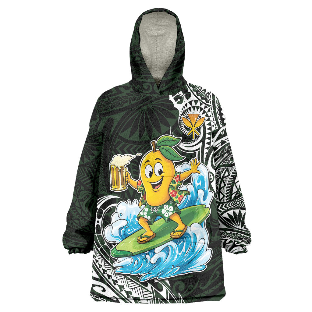 Aloha Hawaii Mango Surfing Wearable Blanket Hoodie Polynesian Style LT05 One Size Black - Polynesian Pride