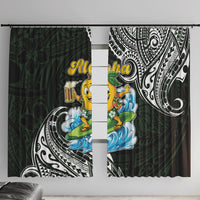 Aloha Hawaii Mango Surfing Window Curtain Polynesian Style LT05 With Hooks Black - Polynesian Pride