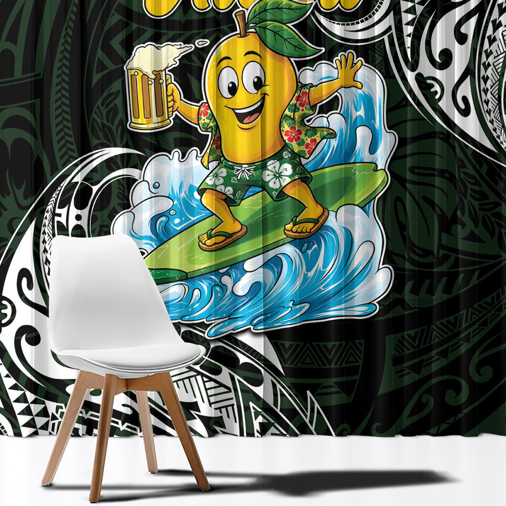 Aloha Hawaii Mango Surfing Window Curtain Polynesian Style LT05 - Polynesian Pride