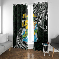 Aloha Hawaii Mango Surfing Window Curtain Polynesian Style LT05 With Grommets Black - Polynesian Pride