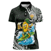 Aloha Hawaii Mango Surfing Women Polo Shirt Polynesian Style LT05 Female Black - Polynesian Pride