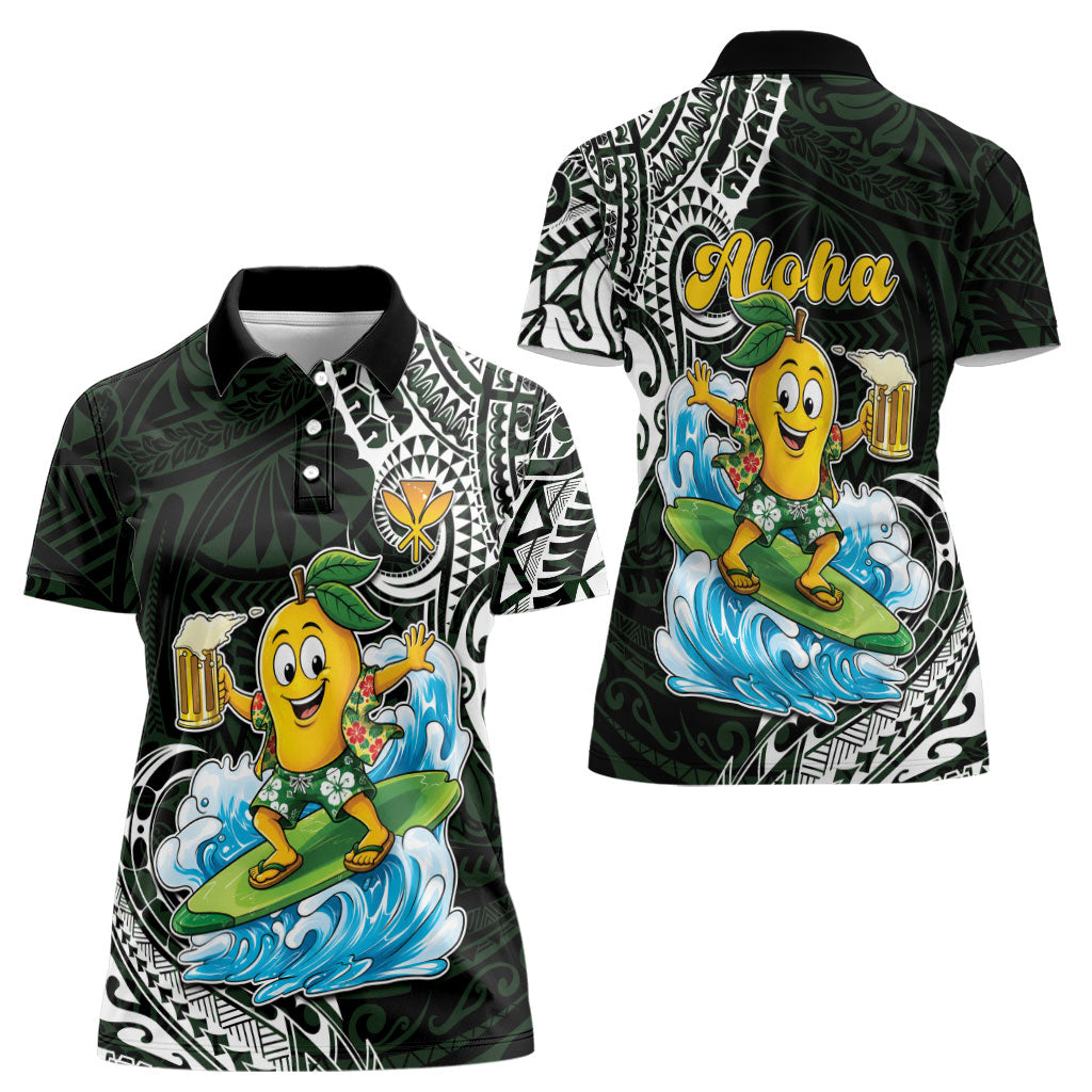 Aloha Hawaii Mango Surfing Women Polo Shirt Polynesian Style LT05 - Polynesian Pride
