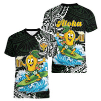 Aloha Hawaii Mango Surfing Women V-Neck T-Shirt Polynesian Style LT05 - Polynesian Pride