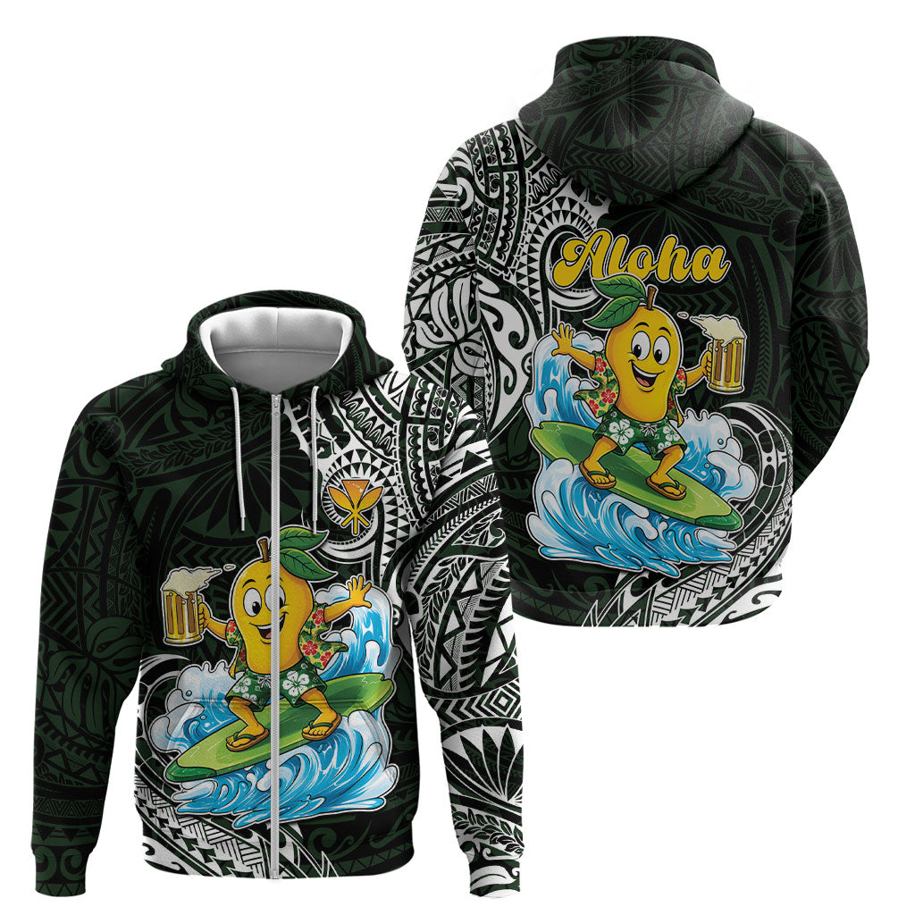 Aloha Hawaii Mango Surfing Zip Hoodie Polynesian Style LT05 - Polynesian Pride