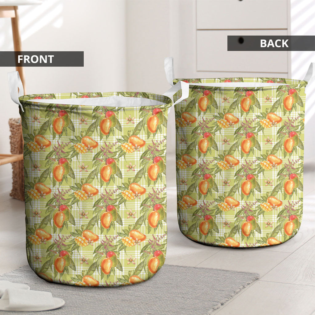 Vintage Hawaii Mango Laundry Basket Yellow Green Hawaiian Palaka LT05 - Polynesian Pride