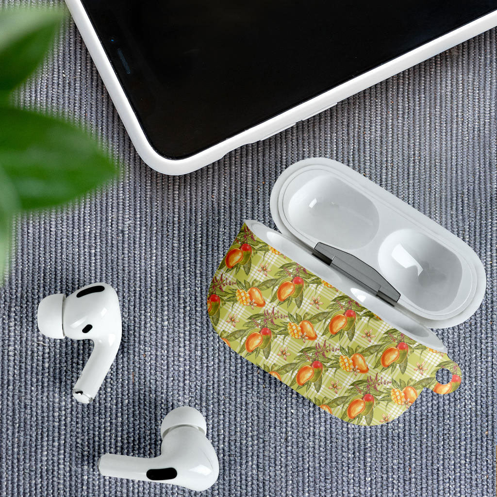 Vintage Hawaii Mango AirPods Case Yellow Green Hawaiian Palaka LT05 - Polynesian Pride