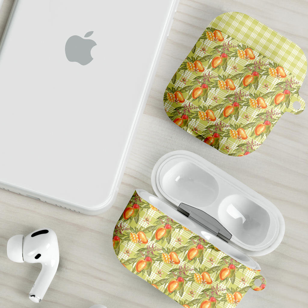 Vintage Hawaii Mango AirPods Case Yellow Green Hawaiian Palaka LT05 - Polynesian Pride
