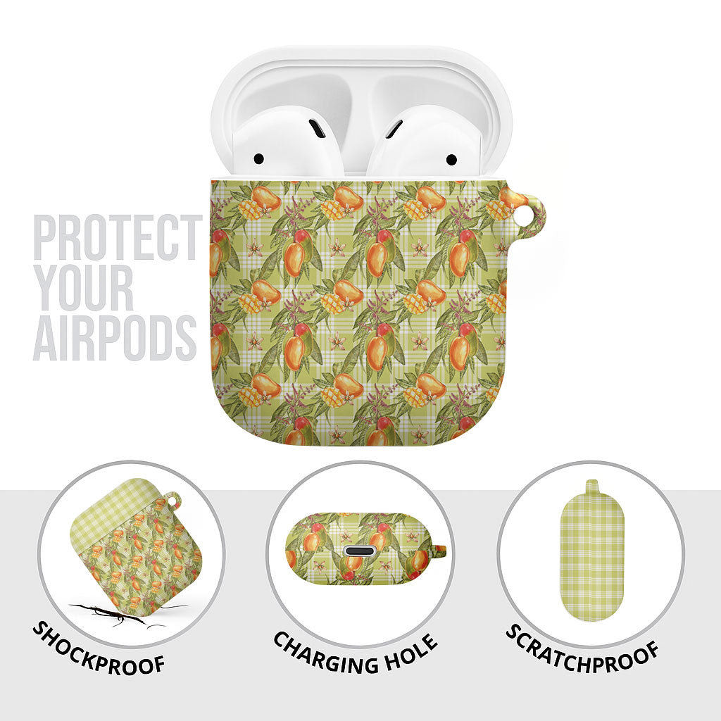 Vintage Hawaii Mango AirPods Case Yellow Green Hawaiian Palaka LT05 - Polynesian Pride