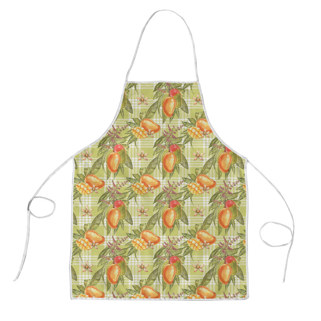 Vintage Hawaii Mango Apron Yellow Green Hawaiian Palaka LT05 Green - Polynesian Pride