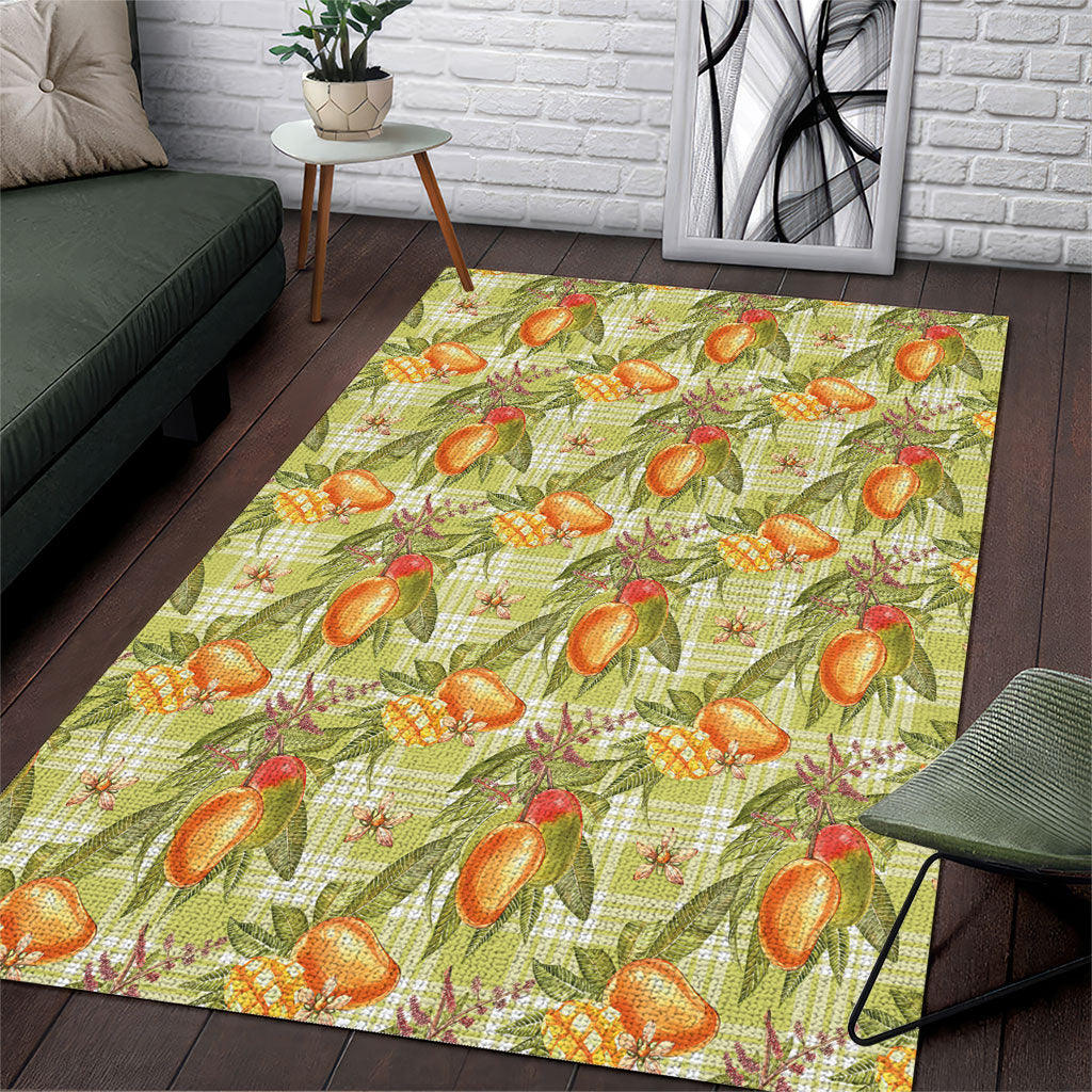 Vintage Hawaii Mango Area Rug Yellow Green Hawaiian Palaka LT05 Green - Polynesian Pride