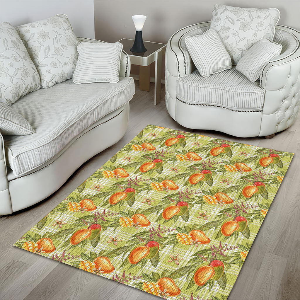 Vintage Hawaii Mango Area Rug Yellow Green Hawaiian Palaka LT05 - Polynesian Pride