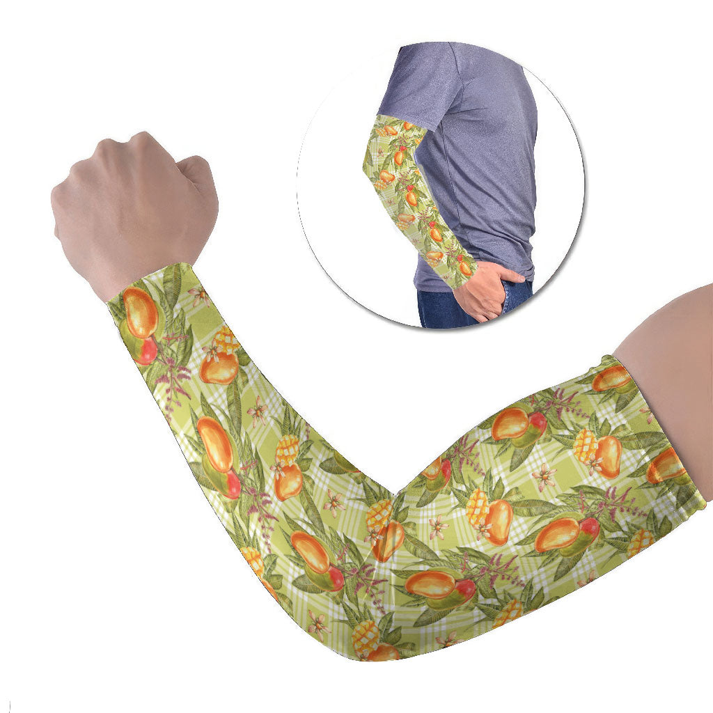 Vintage Hawaii Mango Arm Sleeves Yellow Green Hawaiian Palaka LT05 Set of 2 Green - Polynesian Pride