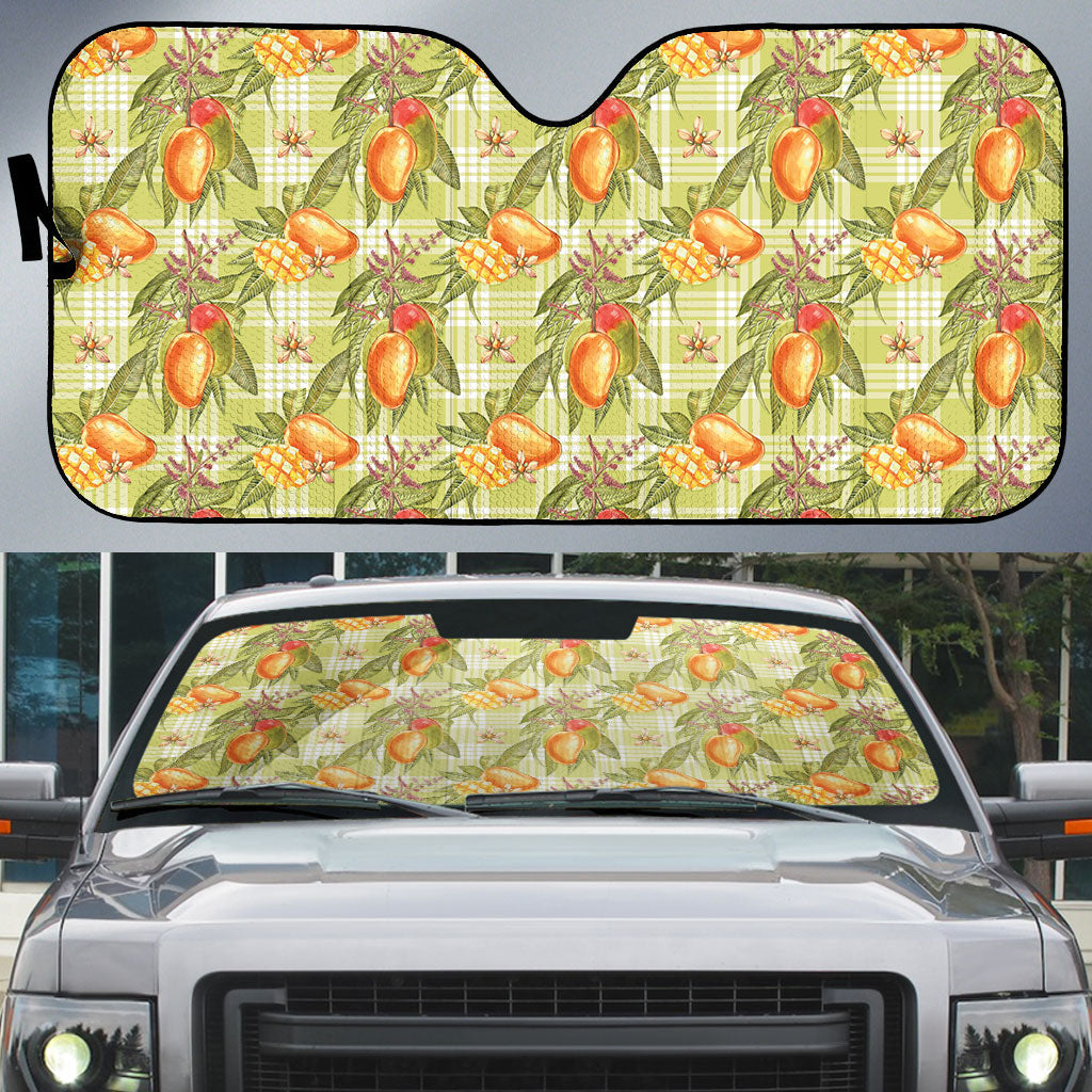 Vintage Hawaii Mango Auto Sun Shade Yellow Green Hawaiian Palaka LT05 Green - Polynesian Pride