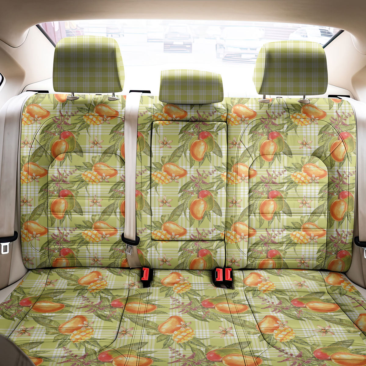Vintage Hawaii Mango Back Car Seat Cover Yellow Green Hawaiian Palaka LT05 - Polynesian Pride