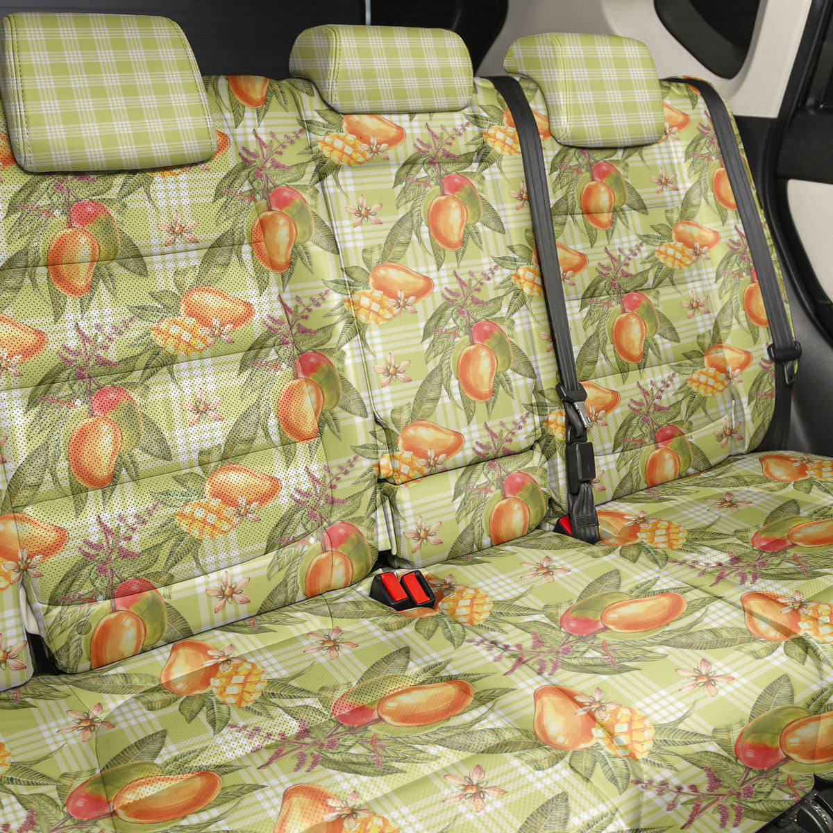Vintage Hawaii Mango Back Car Seat Cover Yellow Green Hawaiian Palaka LT05 - Polynesian Pride