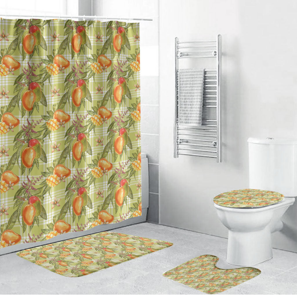 Vintage Hawaii Mango Bathroom Set Yellow Green Hawaiian Palaka LT05 Bathroom Set (4 pcs) Green - Polynesian Pride