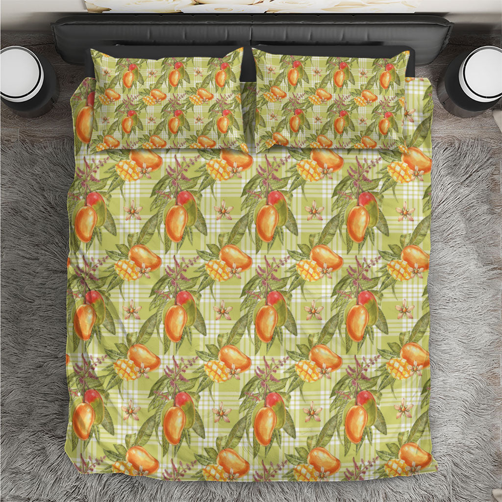 Vintage Hawaii Mango Bedding Set Yellow Green Hawaiian Palaka LT05 Green - Polynesian Pride