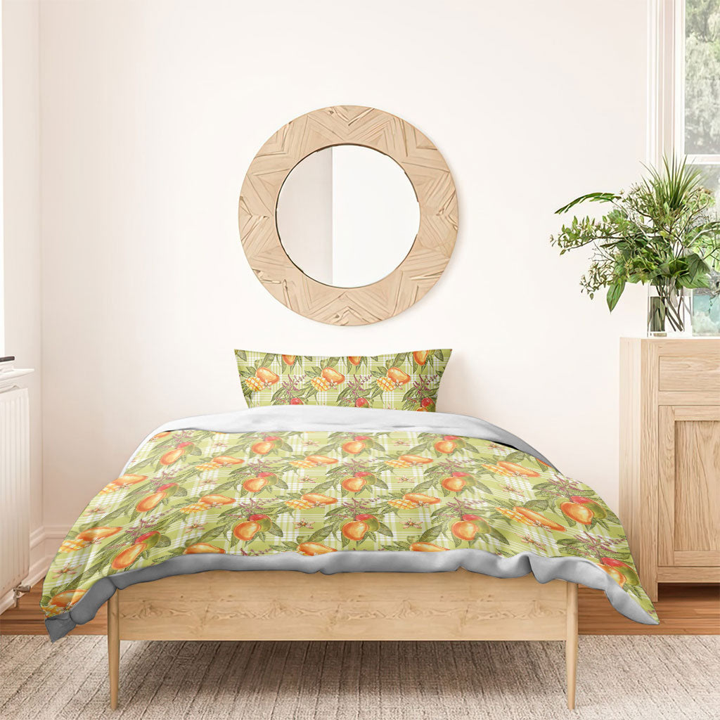 Vintage Hawaii Mango Bedding Set Yellow Green Hawaiian Palaka LT05 - Polynesian Pride