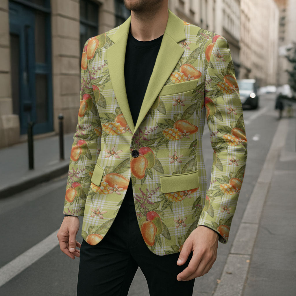 Vintage Hawaii Mango Blazer Yellow Green Hawaiian Palaka LT05 - Polynesian Pride