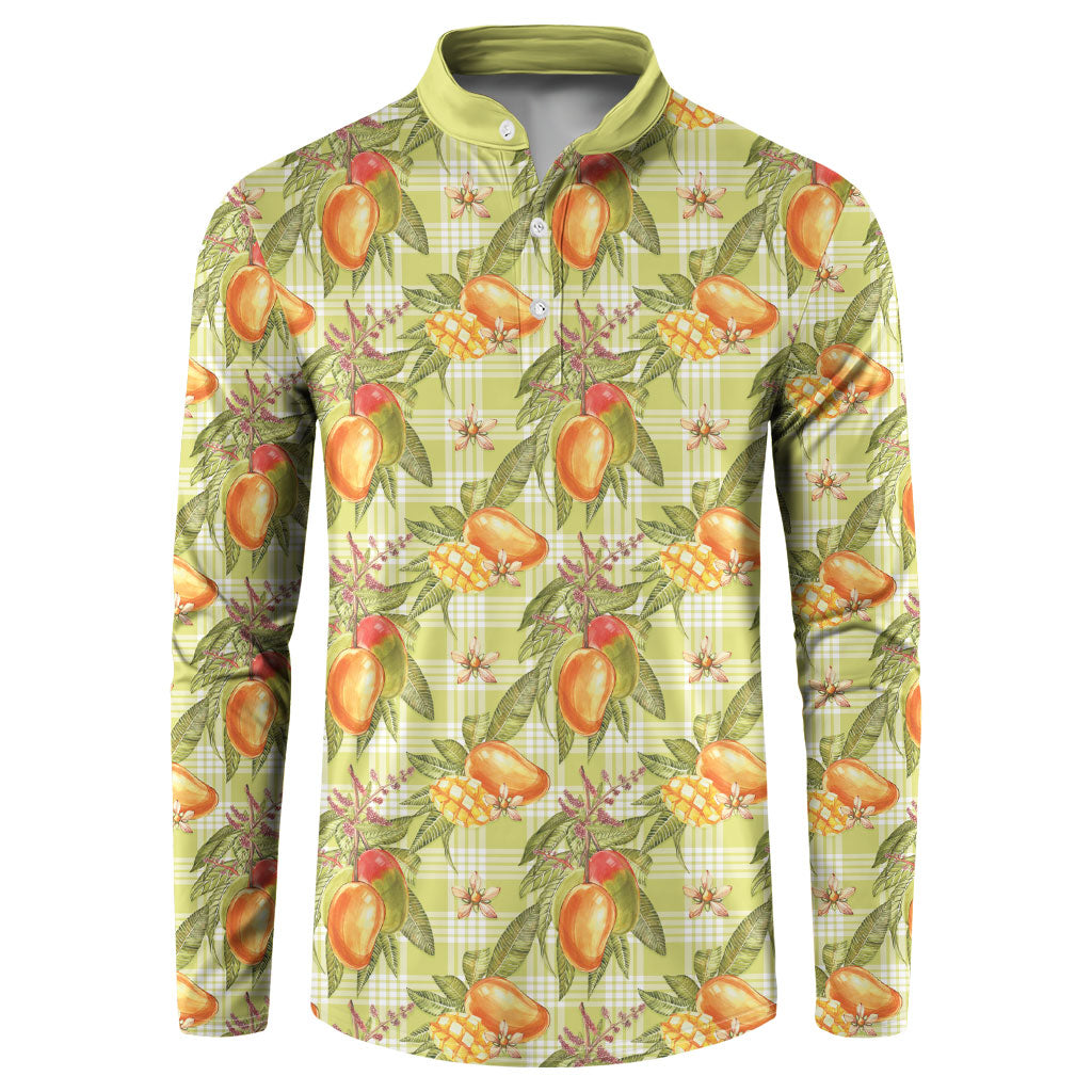 Vintage Hawaii Mango Button Sweatshirt Yellow Green Hawaiian Palaka LT05 Green - Polynesian Pride