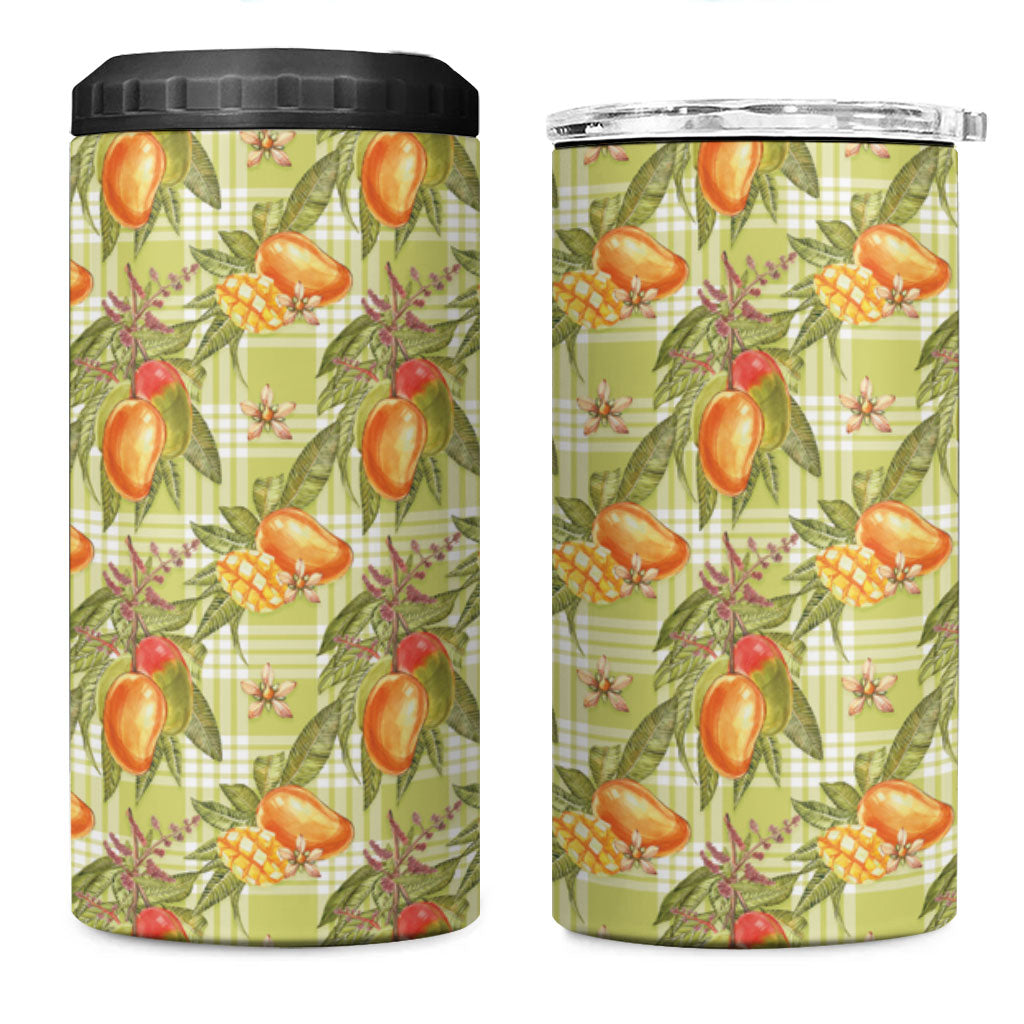 Vintage Hawaii Mango 4 in 1 Can Cooler Tumbler Yellow Green Hawaiian Palaka LT05 One Size: 16 oz Green - Polynesian Pride