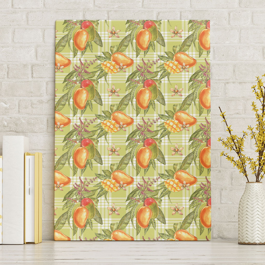 Vintage Hawaii Mango Canvas Wall Art Yellow Green Hawaiian Palaka LT05 Without Frame Green - Polynesian Pride