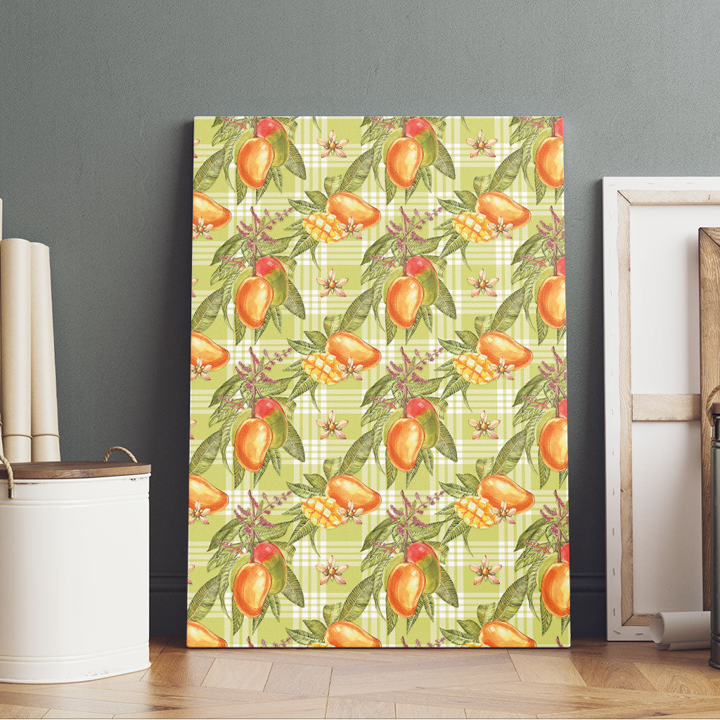 Vintage Hawaii Mango Canvas Wall Art Yellow Green Hawaiian Palaka LT05 - Polynesian Pride