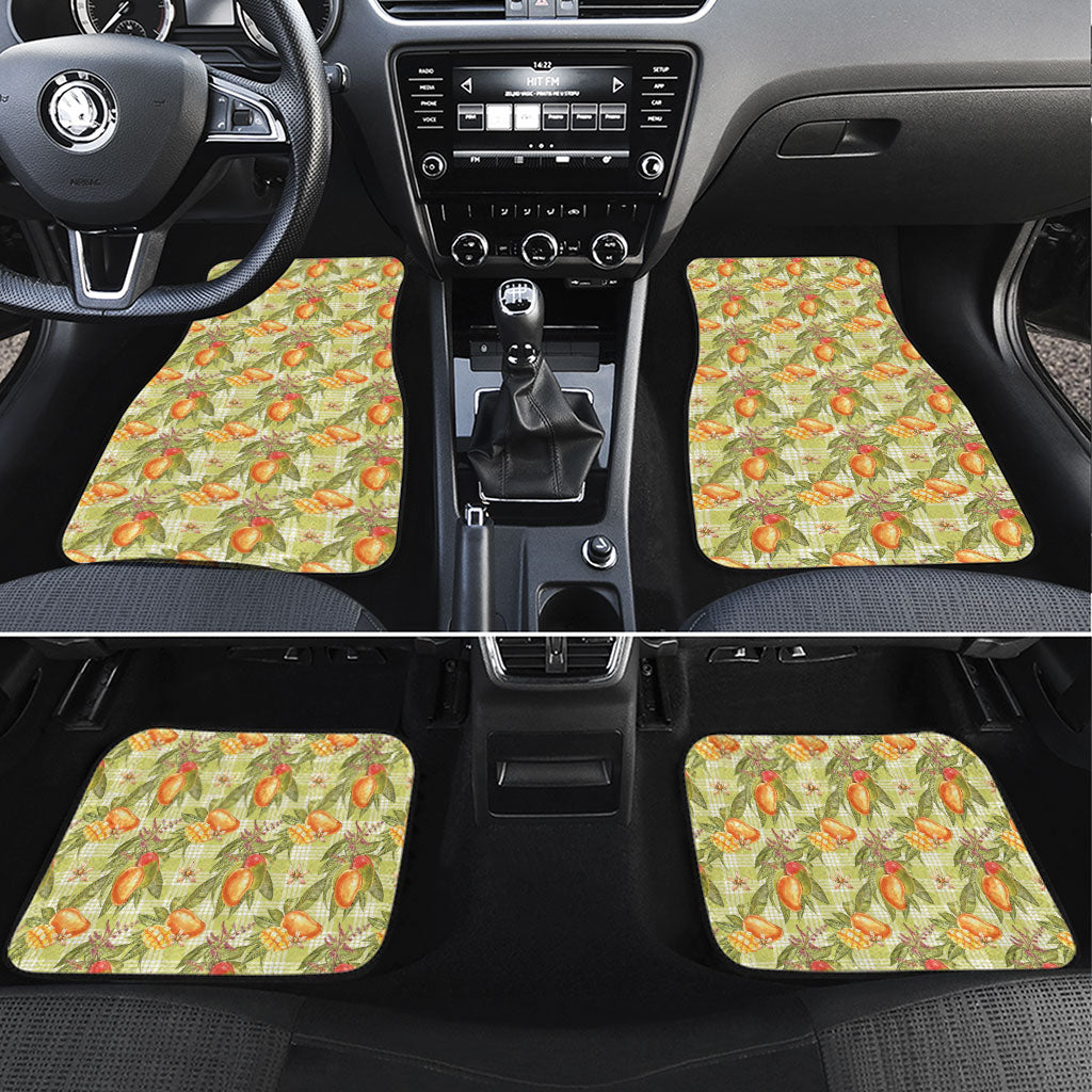 Vintage Hawaii Mango Car Mats Yellow Green Hawaiian Palaka LT05 Set 4pcs Green - Polynesian Pride