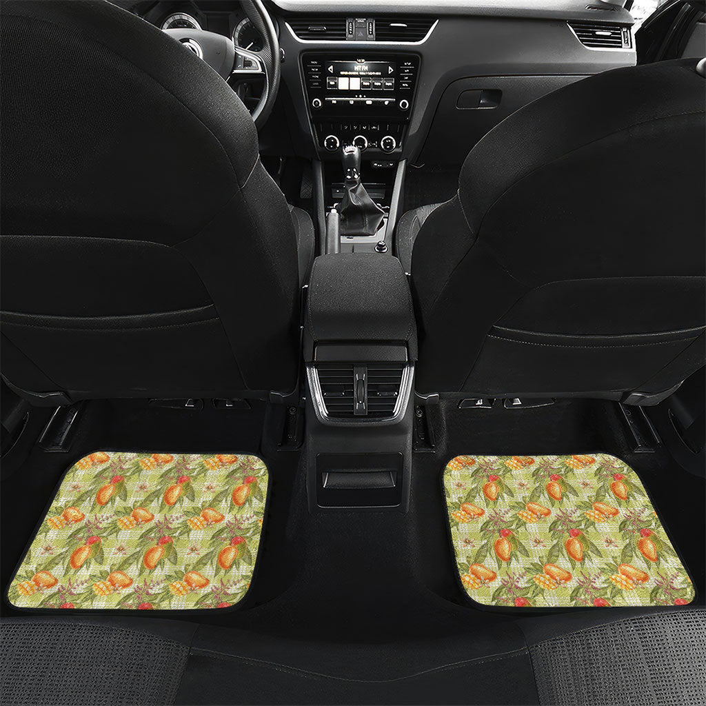 Vintage Hawaii Mango Car Mats Yellow Green Hawaiian Palaka LT05 Set 2pcs - Back Green - Polynesian Pride