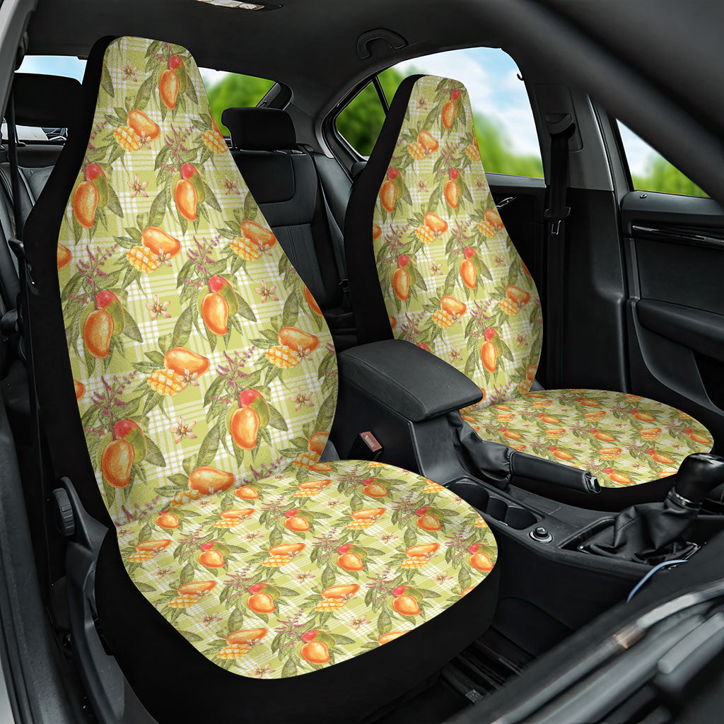 Vintage Hawaii Mango Car Seat Cover Yellow Green Hawaiian Palaka LT05 One Size Green - Polynesian Pride