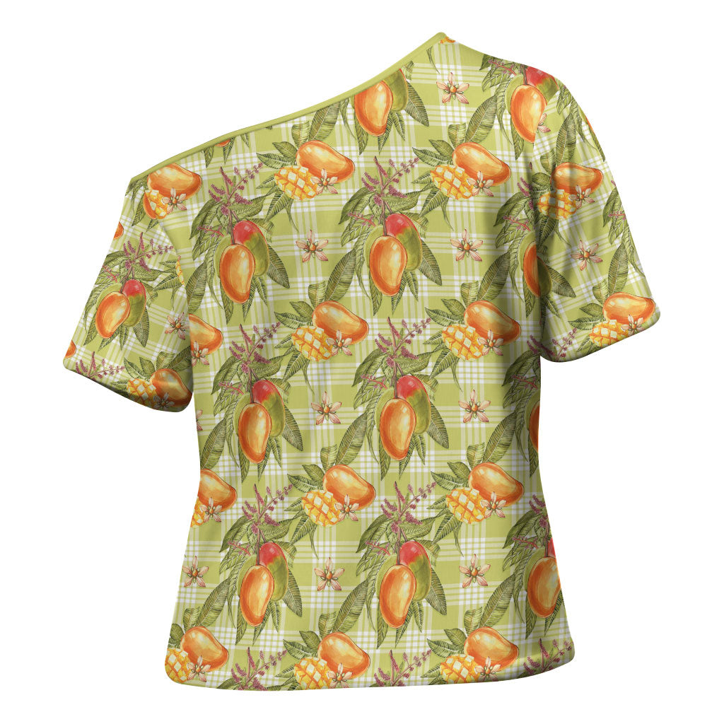 Vintage Hawaii Mango Cross Shoulder Shirt Yellow Green Hawaiian Palaka LT05 - Polynesian Pride