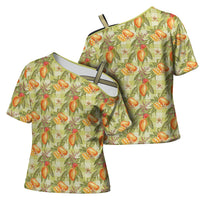 Vintage Hawaii Mango Cross Shoulder Shirt Yellow Green Hawaiian Palaka LT05 - Polynesian Pride