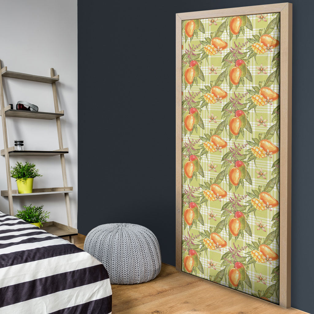 Vintage Hawaii Mango Door Cover Yellow Green Hawaiian Palaka LT05 - Polynesian Pride