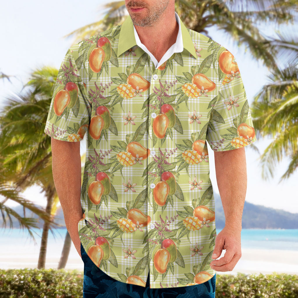 Vintage Hawaii Mango Hawaiian Shirt Yellow Green Hawaiian Palaka LT05 - Polynesian Pride