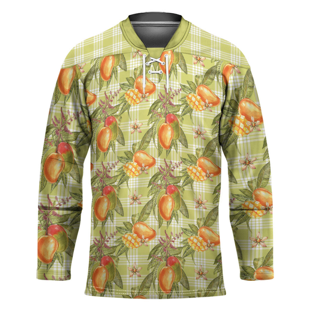Vintage Hawaii Mango Hockey Jersey Yellow Green Hawaiian Palaka LT05 Unisex Green - Polynesian Pride
