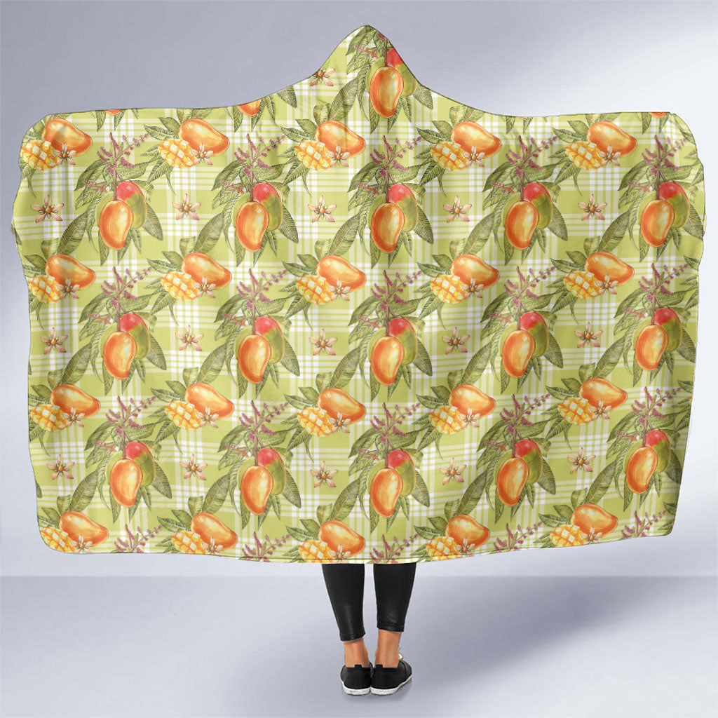 Vintage Hawaii Mango Hooded Blanket Yellow Green Hawaiian Palaka LT05 One Size Green - Polynesian Pride