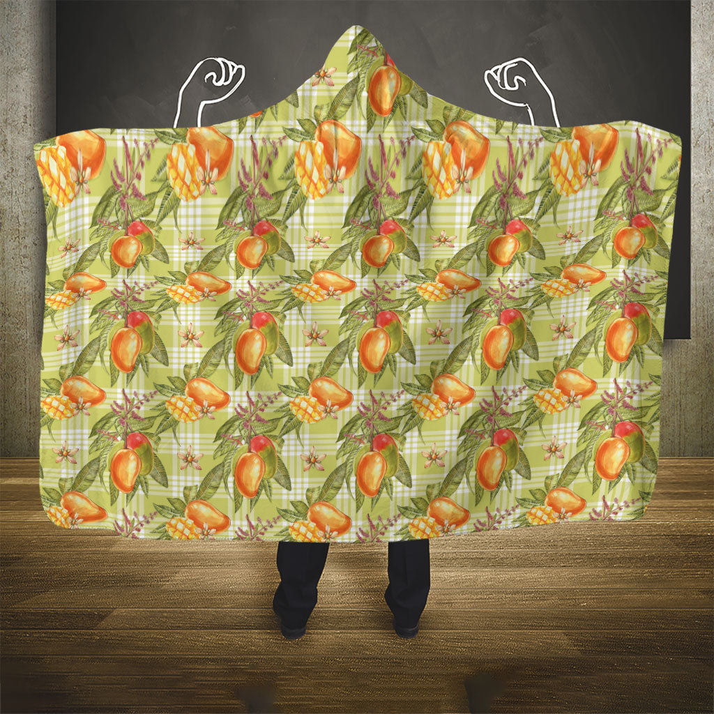 Vintage Hawaii Mango Hooded Blanket Yellow Green Hawaiian Palaka LT05 - Polynesian Pride