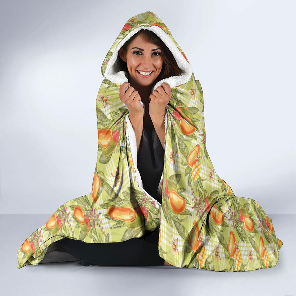 Vintage Hawaii Mango Hooded Blanket Yellow Green Hawaiian Palaka LT05 - Polynesian Pride