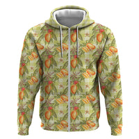Vintage Hawaii Mango Hoodie Yellow Green Hawaiian Palaka LT05 Zip Hoodie Green - Polynesian Pride
