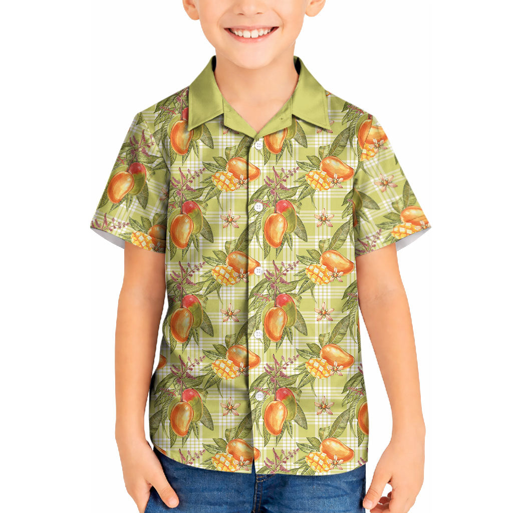 Vintage Hawaii Mango Kid Hawaiian Shirt Yellow Green Hawaiian Palaka LT05 Kid Green - Polynesian Pride