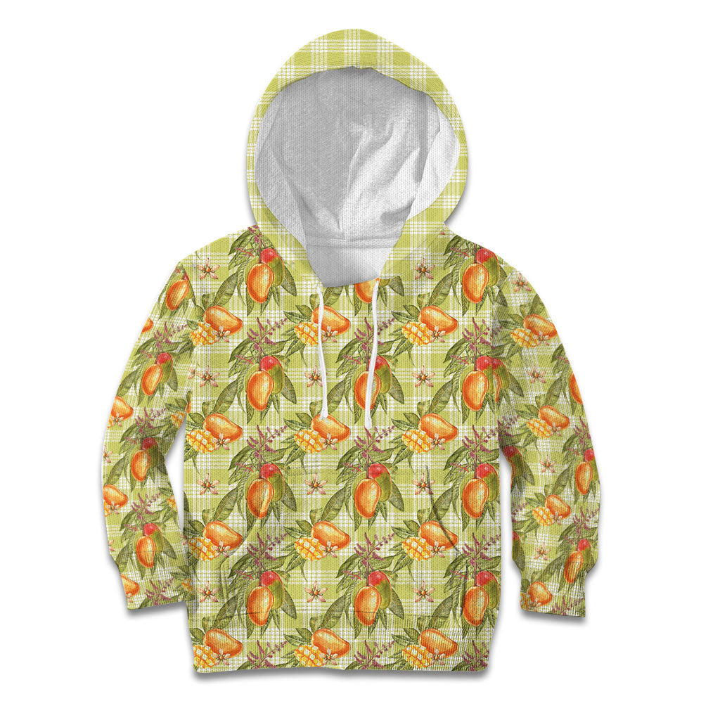 Vintage Hawaii Mango Kid Hoodie Yellow Green Hawaiian Palaka LT05 Hoodie Green - Polynesian Pride