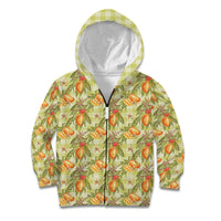 Vintage Hawaii Mango Kid Hoodie Yellow Green Hawaiian Palaka LT05 Zip Hoodie Green - Polynesian Pride