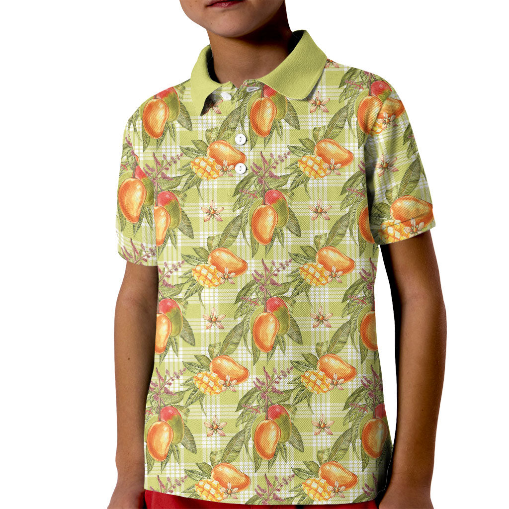Vintage Hawaii Mango Kid Polo Shirt Yellow Green Hawaiian Palaka LT05 Kid Green - Polynesian Pride